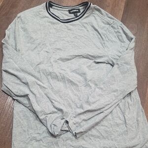 Express Men's Light Gray Long Sleeve Tee